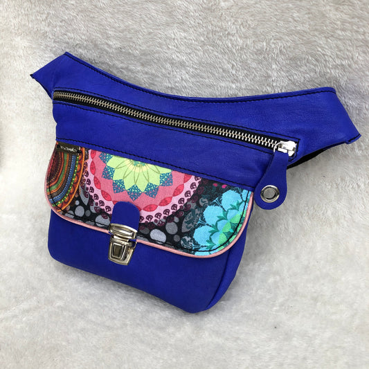 Mini Special Blue Mandalas BioCuir® natural leather Unique Piece No. 8215
