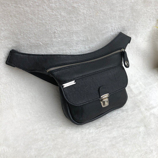 Mini Special Black &amp; Silver BioCuir® natural leather Unique Piece No. 8181