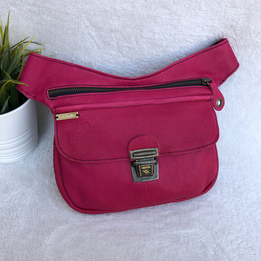 Classic Fuchsia &amp; Old Gold BioCuir® Natural Leather Exclusive Piece No. 8269