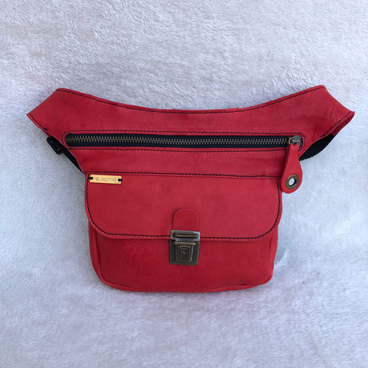 Mini Classic Red &amp; Old Gold Natural leather BioCuir® Exclusive Piece No. 8303
