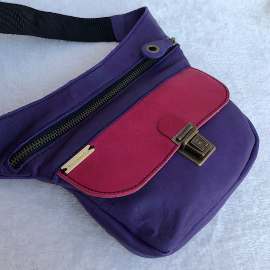 Mini Special Purple &amp; Fuchsia Natural leather BioCuir® Exclusive Piece No. 8260