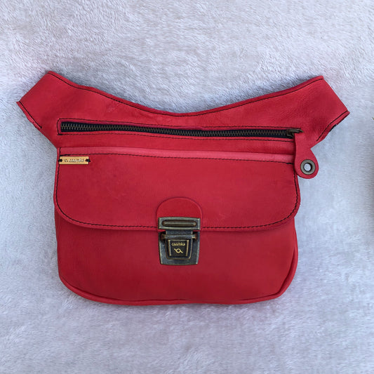 Classic Red Old Gold Natural BioCuir® Leather Exclusive Piece No. 8292
