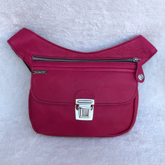 Classic Fuchsia &amp; Silver BioCuir® Natural Leather Exclusive Piece No. 8203