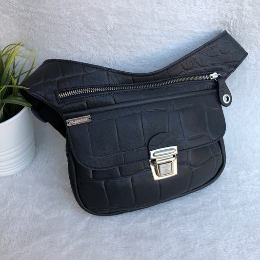 Special Black &amp; Silver BioCuir® natural leather Unique Piece No. 8245