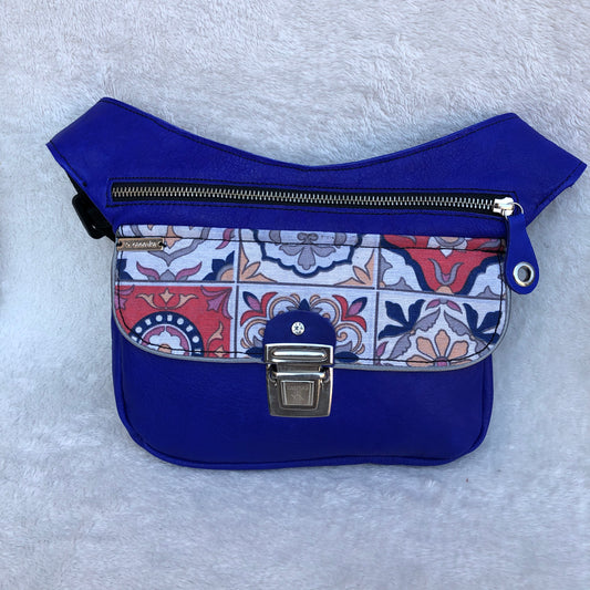 Special Vintage Electric Blue &amp; Silver Natural BioCuir® Leather Unique Piece No. 8287