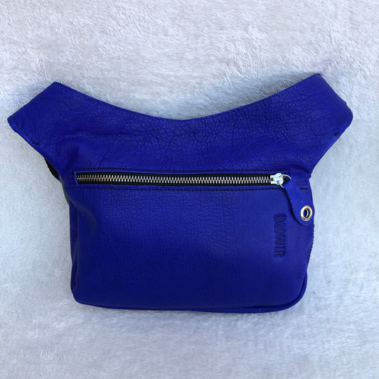 Special Vintage Electric Blue &amp; Silver Natural BioCuir® Leather Unique Piece No. 8287