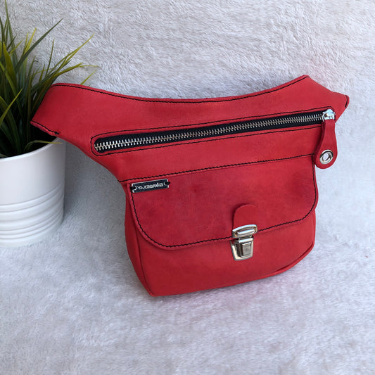 Mini Classic Red &amp; Silver Natural BioCuir® Leather Exclusive Piece No. 8226