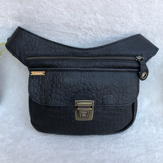 Special Black &amp; Old Gold BioCuir® natural leather Unique Piece No. 8224