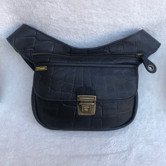 Special Black &amp; Old Gold BioCuir® natural leather Unique Piece No. 8311