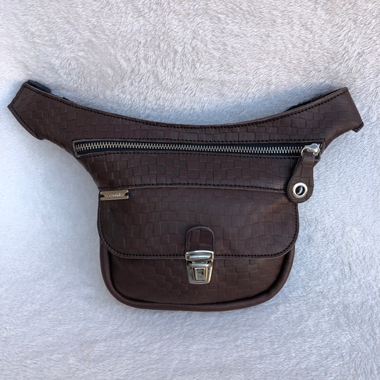 Mini Special Brown &amp; Silver BioCuir® natural leather Unique Piece No. 8310