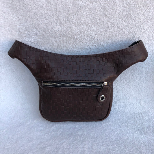 Mini Special Brown &amp; Silver BioCuir® natural leather Unique Piece No. 8310