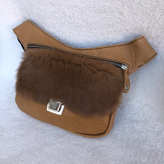 Special Soft Brown &amp; Silver BioCuir® natural leather Unique Piece No. 8241