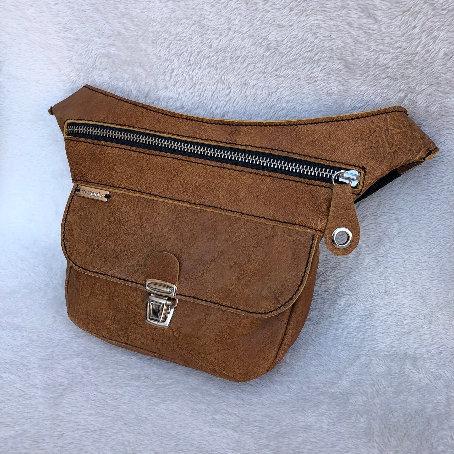 Mini Classic Brown &amp; Silver Natural BioCuir® Leather Exclusive Piece No. 8459