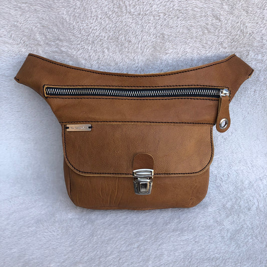 Mini Classic Brown &amp; Silver Natural BioCuir® Leather Exclusive Piece No. 8459