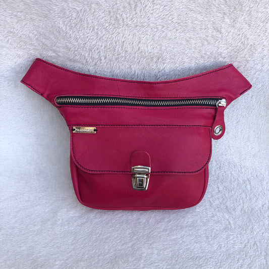 Mini Classic Fuchsia &amp; Silver BioCuir® Natural Leather Exclusive Piece No. 8445