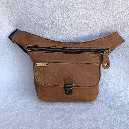Mini Classic Brown &amp; Old Gold Natural leather BioCuir® Exclusive Piece No. 8275