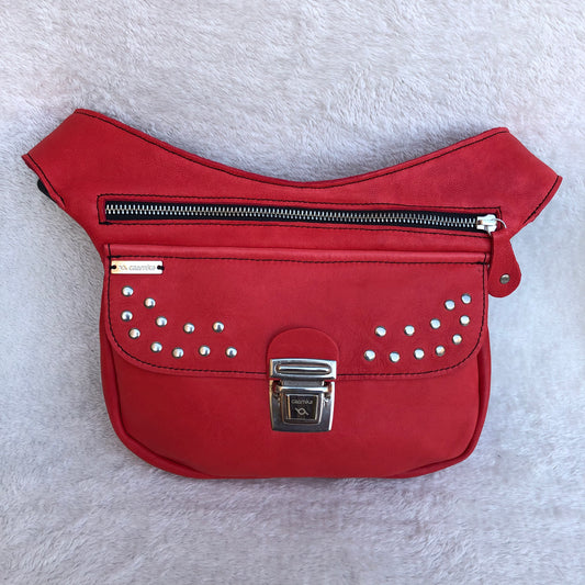 Premium Red Fantasy &amp; Silver BioCuir® natural leather Unique Piece No. 8309