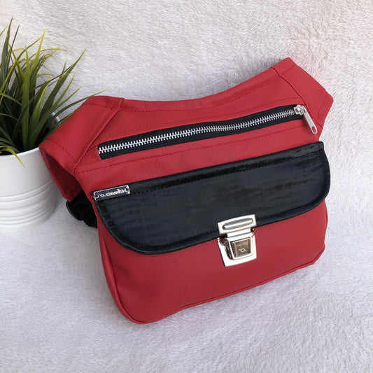 Special Red &amp; Black Vegan Leather. Unique Piece No. 8341