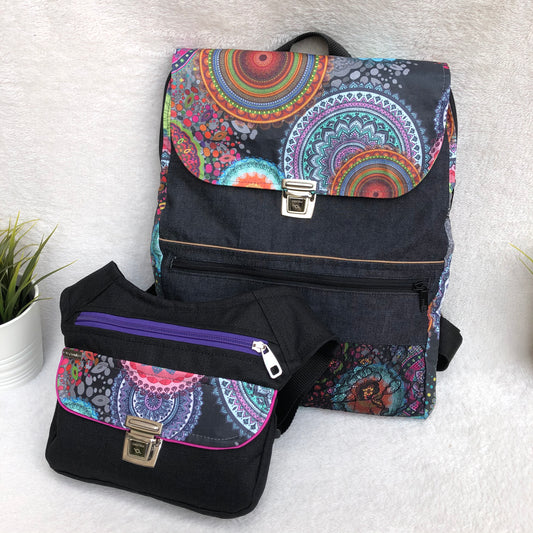 PACK Backpack + Fanny Pack "Color Mandalas” Unique pieces 8339 - 8340