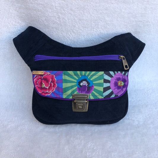Special Black Flowers Micro Corduroy Unique Piece No. 8366