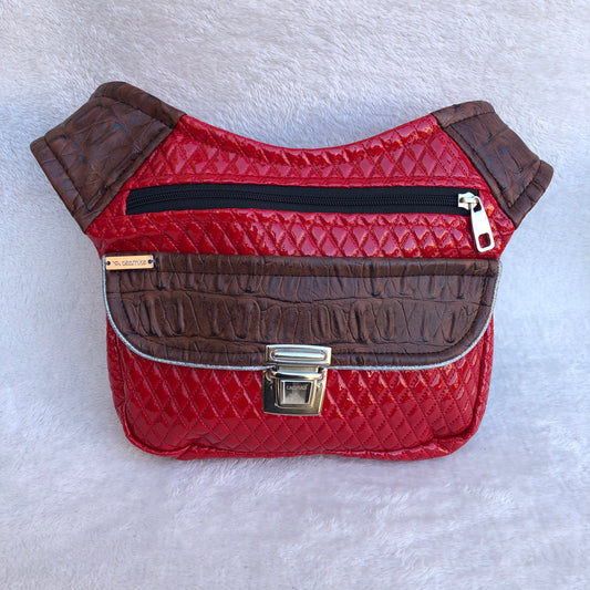 Special Red &amp; Brown Vegan Leather. Unique Piece No. 8382