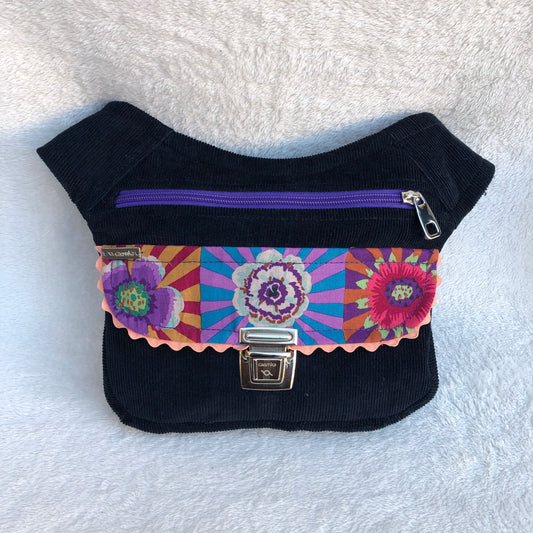 Special Black Flowers Micro Corduroy Unique Piece No. 8395