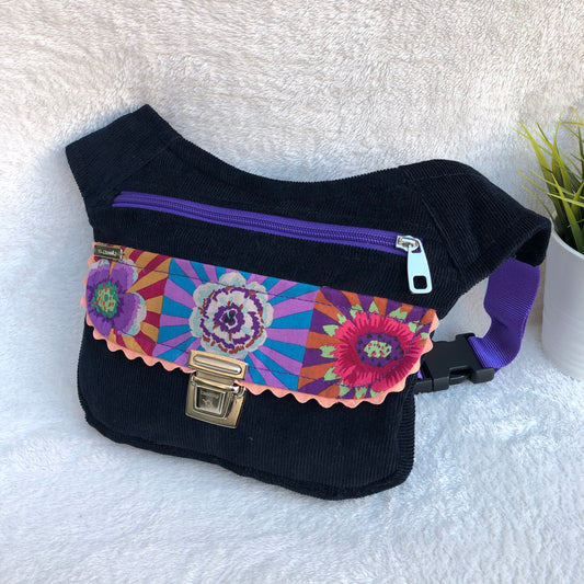 Special Black Flowers Micro Corduroy Unique Piece No. 8395