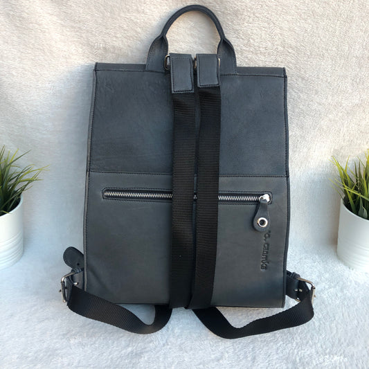 Vintage Backpack "Gray” Natural leather BioCuir® Unique Piece no. 8469 