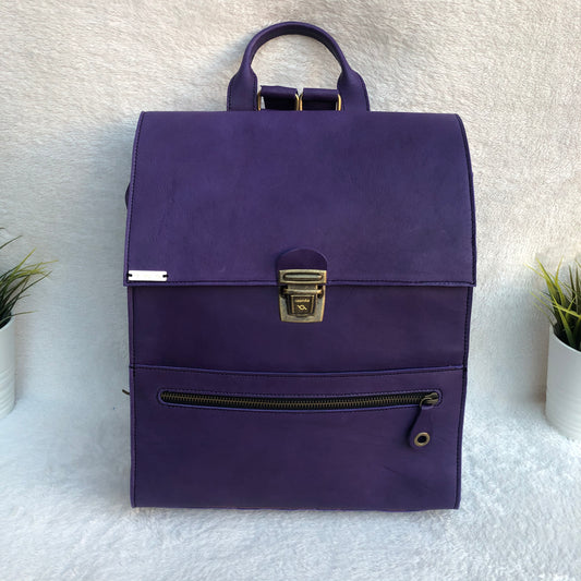 Vintage Backpack "Purple” Natural leather BioCuir® Unique Piece no. 8380 