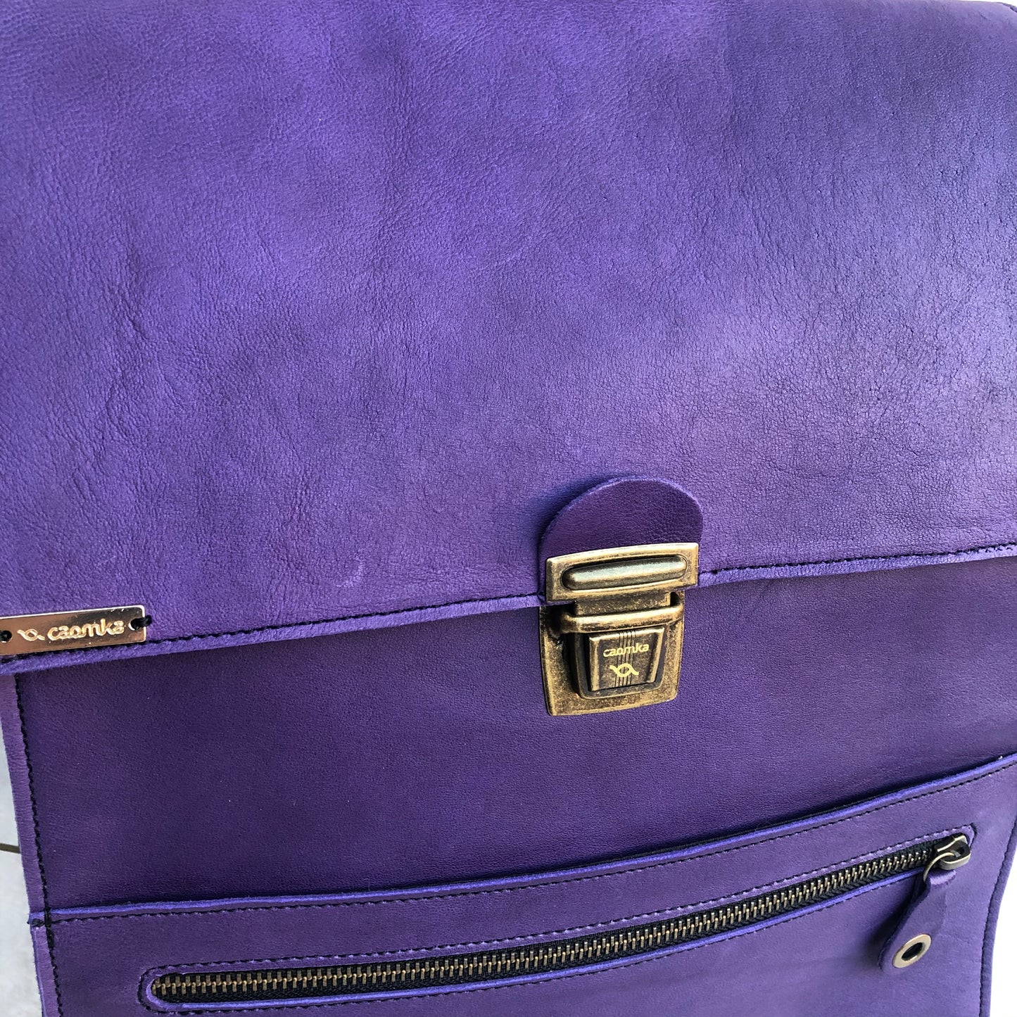 Mochila Vintage "Purple” Piel natural BioCuir® · Pieza Única núm. 8380
