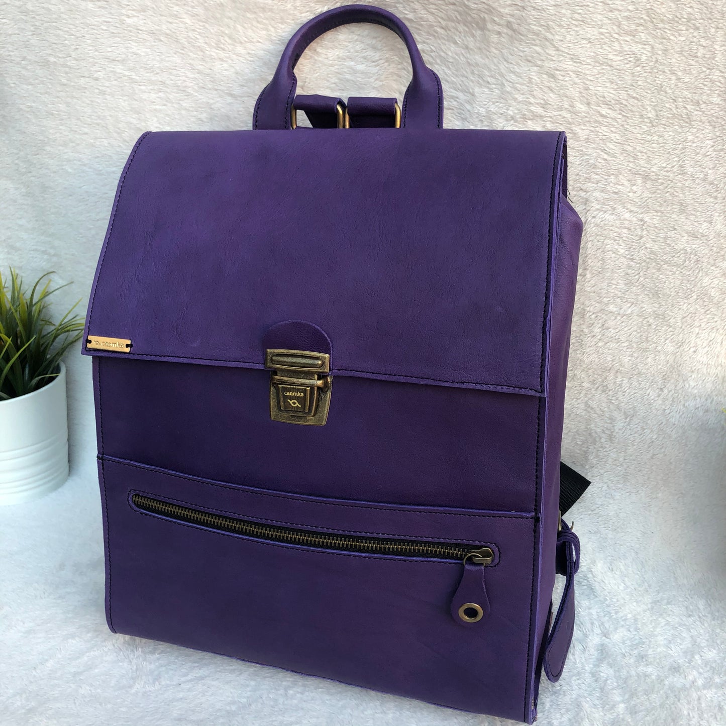 Vintage Rucksack "Purple" Naturleder BioCuir® Einzelstück Nr. 8380 