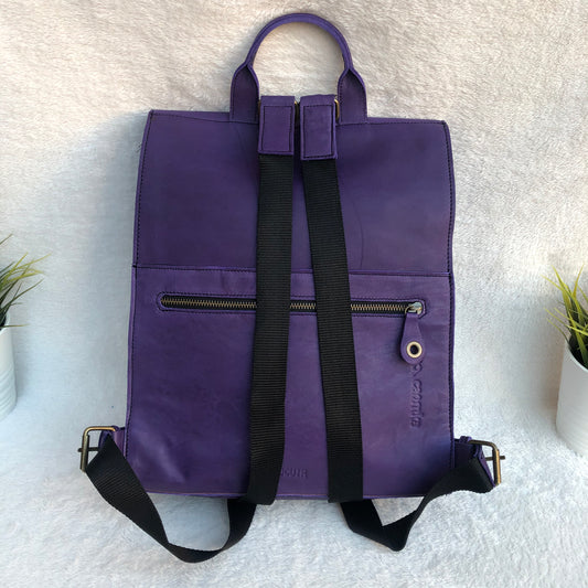 Vintage Backpack "Purple” Natural leather BioCuir® Unique Piece no. 8380 