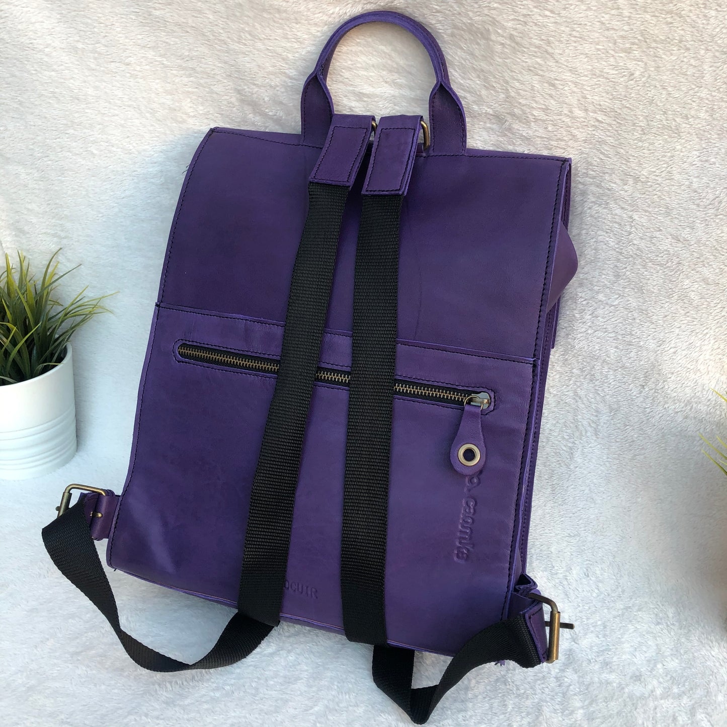 Vintage Rucksack "Purple" Naturleder BioCuir® Einzelstück Nr. 8380 