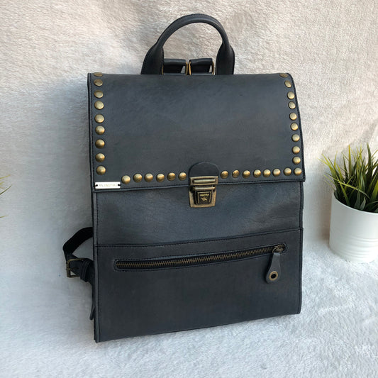 Vintage Backpack "Special Gray” Natural leather BioCuir® Unique Piece no. 8399 