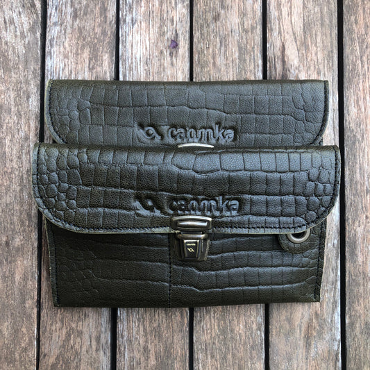 CAOMKA Flat Coin Purse Natural BioCuir® Leather Unique Piece No. 8463