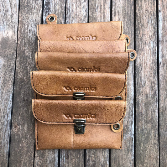 CAOMKA Flat Coin Purse Natural BioCuir® Leather Unique Piece No. 8398