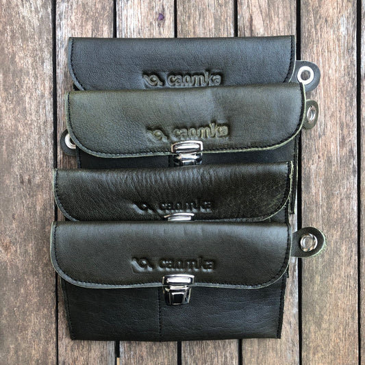 Flat Coin Purse Dark Green Natural BioCuir® Leather Exclusive Piece No. 8401