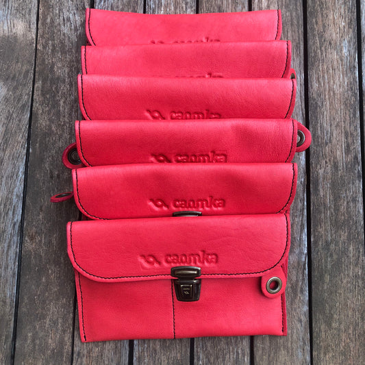 CAOMKA Flat Coin Purse Natural BioCuir® Leather Unique Piece No. 8393