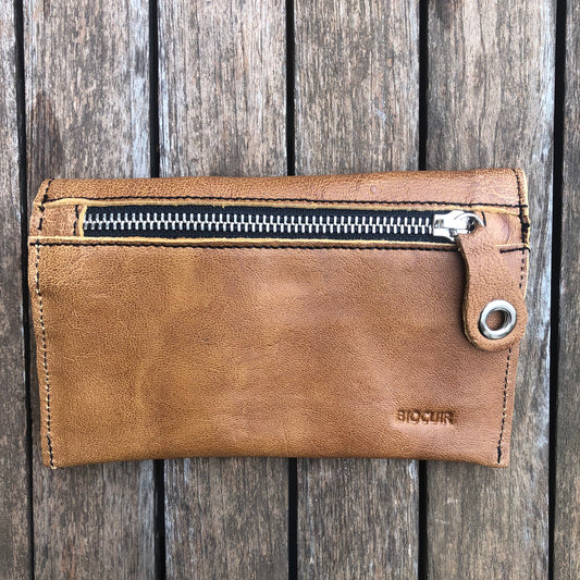 CAOMKA Flat Coin Purse Natural BioCuir® Leather Exclusive Piece No. 8488