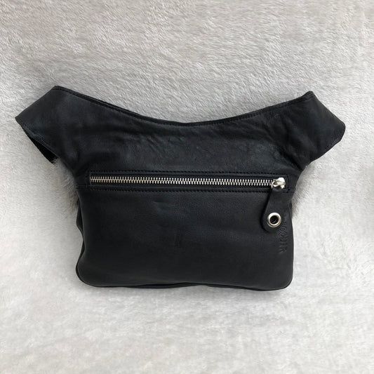 Special Soft Black &amp; Silver BioCuir® natural leather Unique Piece No. 8511