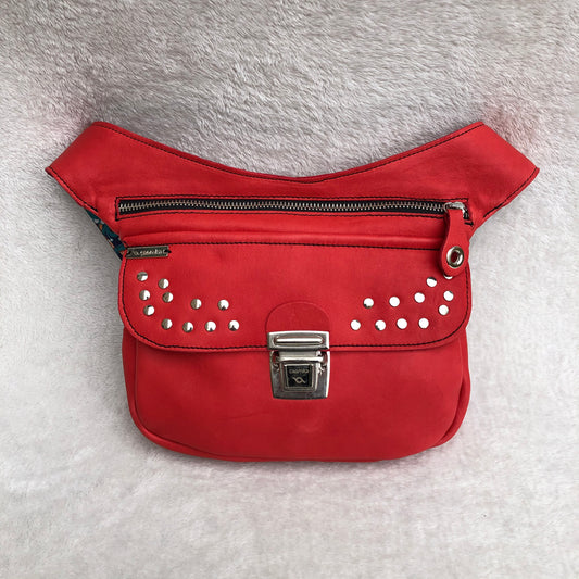 Premium Plus Red Fantasy &amp; Silver BioCuir® natural leather Unique Piece No. 8462