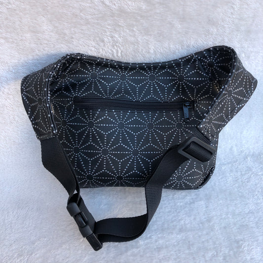 Premium Black Geometric Silver + back pocket. Vegan skin. Unique Piece No. 8498