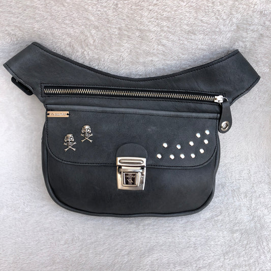 Premium Gray Skulls &amp; Silver Natural BioCuir® Leather Exclusive Part No. 8721
