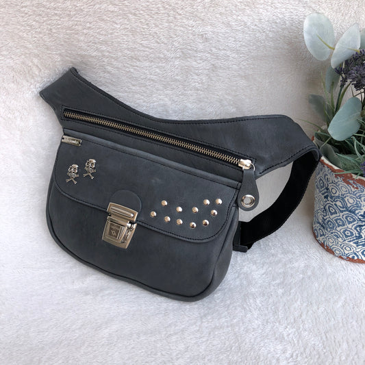 Premium Gray Skulls &amp; Silver Natural BioCuir® Leather Exclusive Part No. 8721