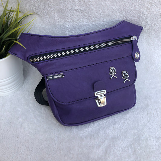 Copy of Mini Premium Skulls Purple & Silver Natural BioCuir® Leather Unique Piece No. 8790