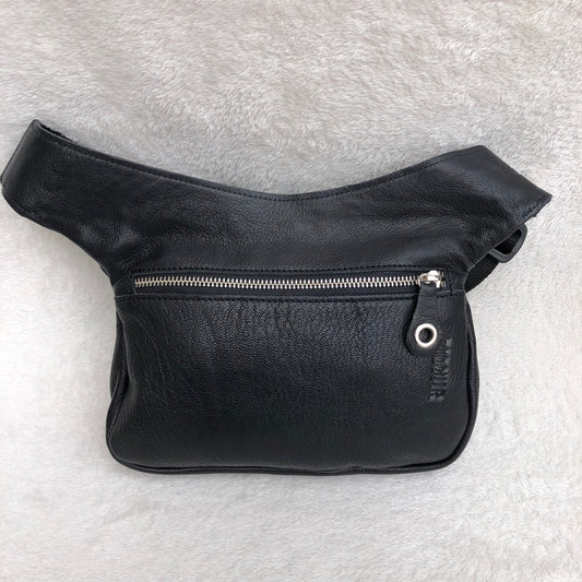 Premium Black Skulls &amp; Silver Natural BioCuir® Leather Unique Piece No. 8844