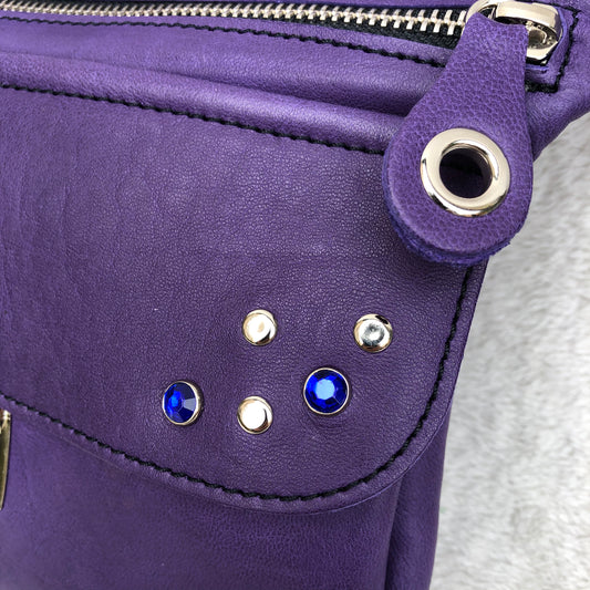 Premium Purple &amp; Silver Natural BioCuir® Leather Unique Piece No. 8822