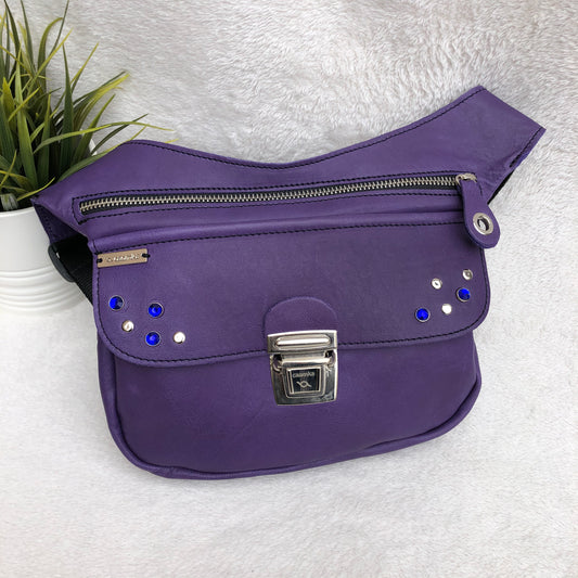 Premium Purple &amp; Silver Natural BioCuir® Leather Unique Piece No. 8822