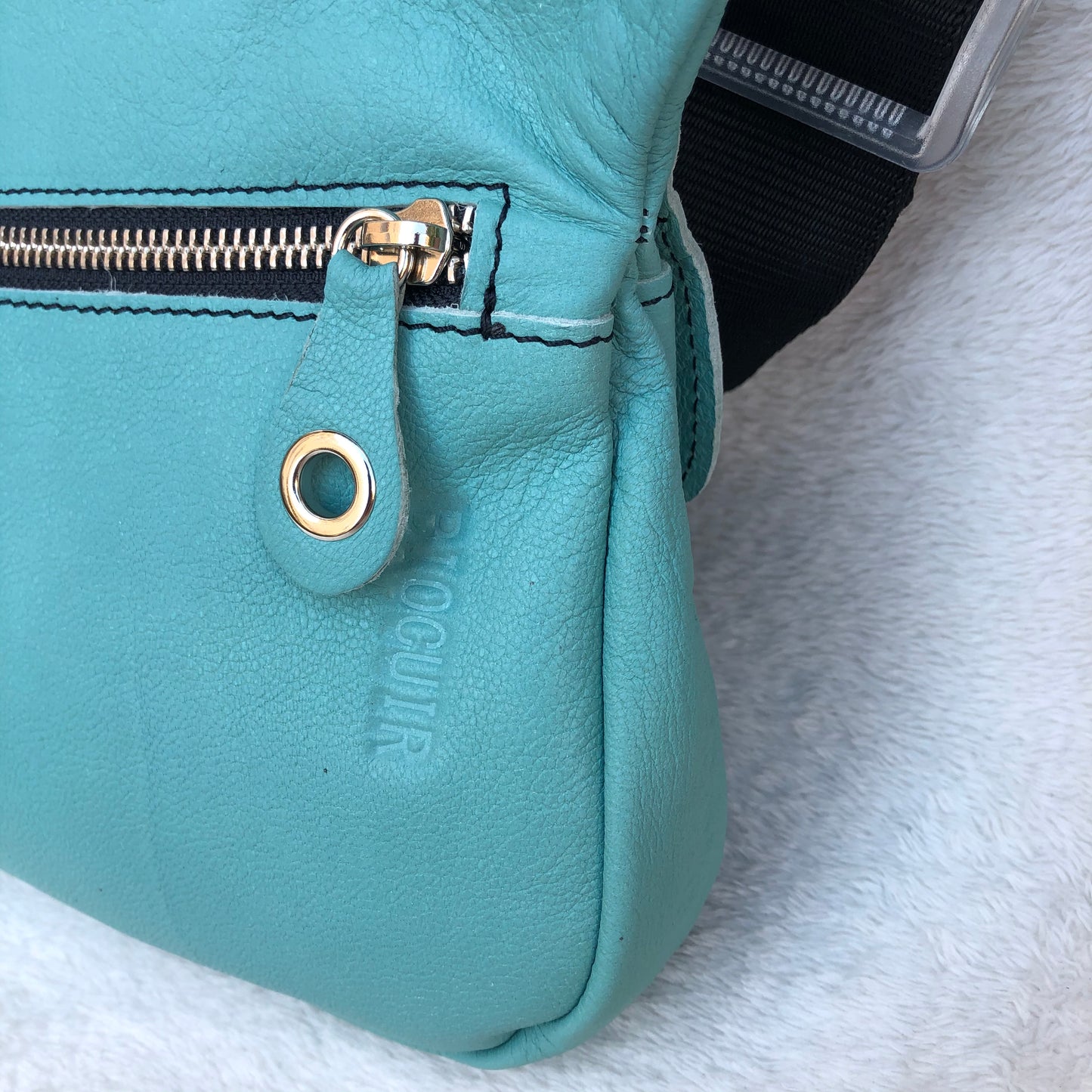 Special Turquoise &amp; Silver BioCuir® natural leather Exclusive Piece No. 8886