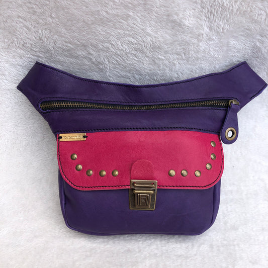Mini Special Purple &amp; Fuchsia Natural leather BioCuir® Exclusive Piece No. 8920